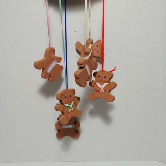 Adorable Colorful Painted Wooden Bear Mobile - Picture 3 of 14